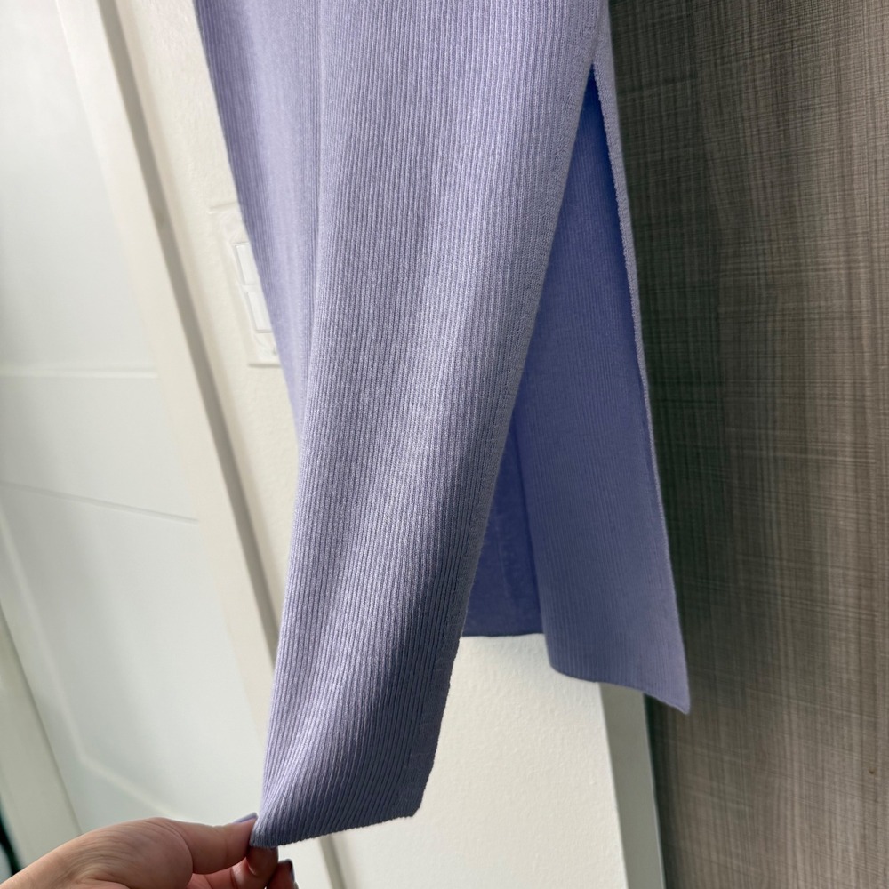 NAADAM Lavender Purple Ribbed Midi Skirt Side Slit Silk Cashmere Size Medium - Picture 7 of 8